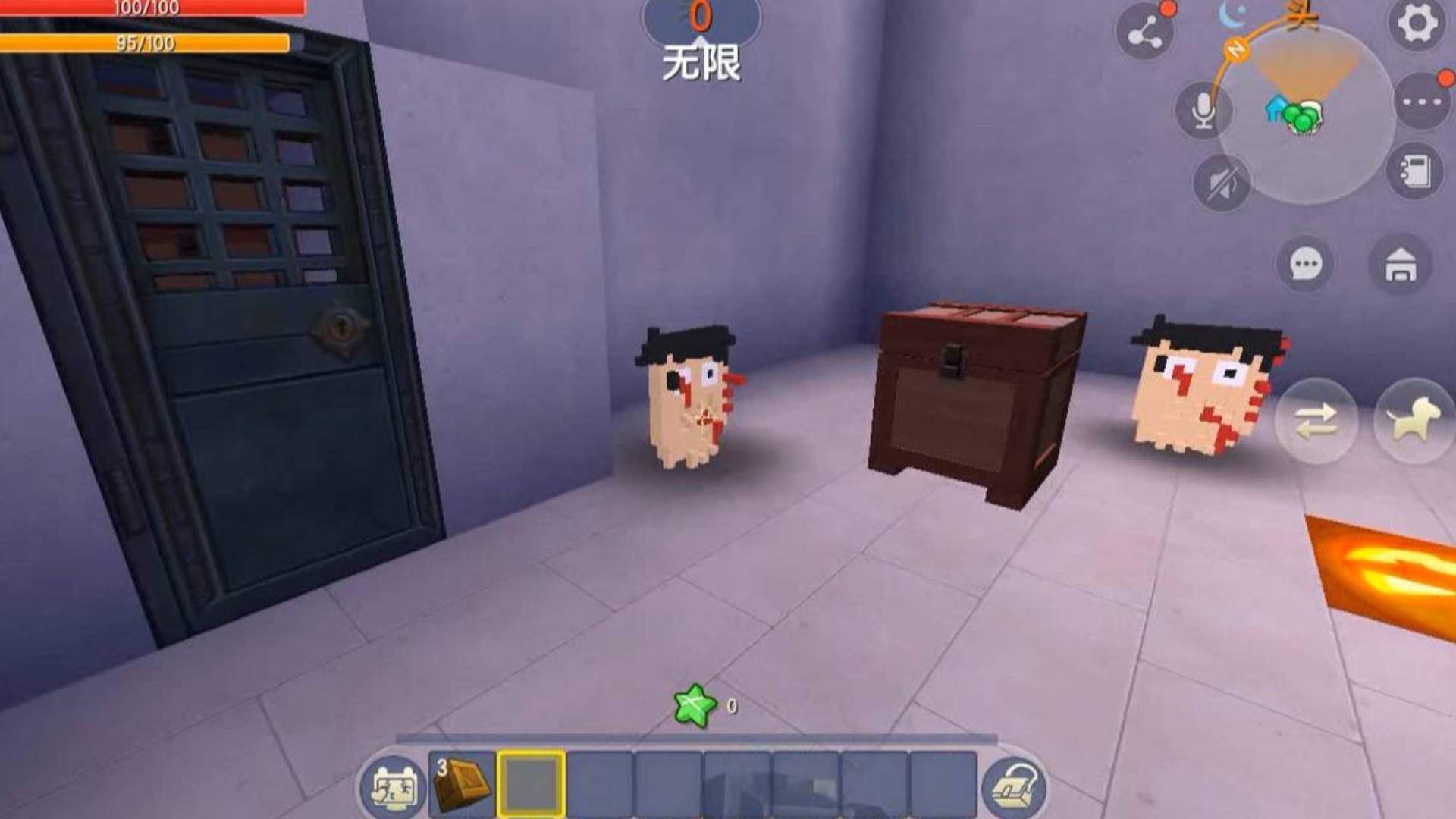 迷你世界深夜探险精神病院,乱跑的精神病带着个会咬人的头,小心